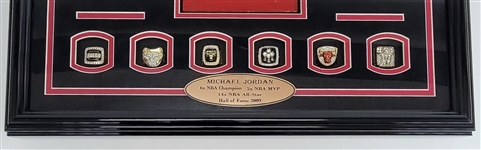 Michael Jordan Autographed & Framed 8x10 Photo & Game Used Floor Display UDA
