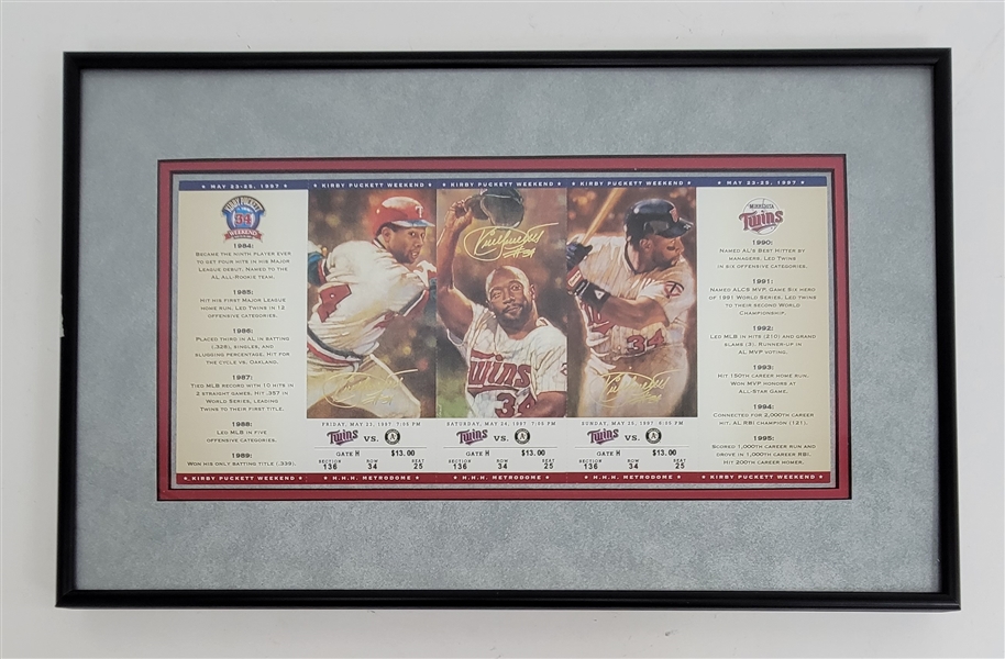 Framed 1997 Kirby Puckett Weekend Ticket Display
