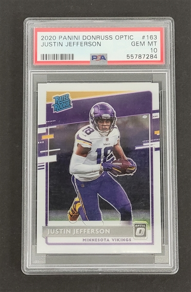 Justin Jefferson 2020 Panini Donruss Optic #163 Rookie Card PSA 10 Gem Mint