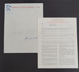 Bert Blyleven 1975 Minnesota Twins Original Players Contract with Signed Letter From Calvin Griffith w/Blyleven Signed Letter of Provenance