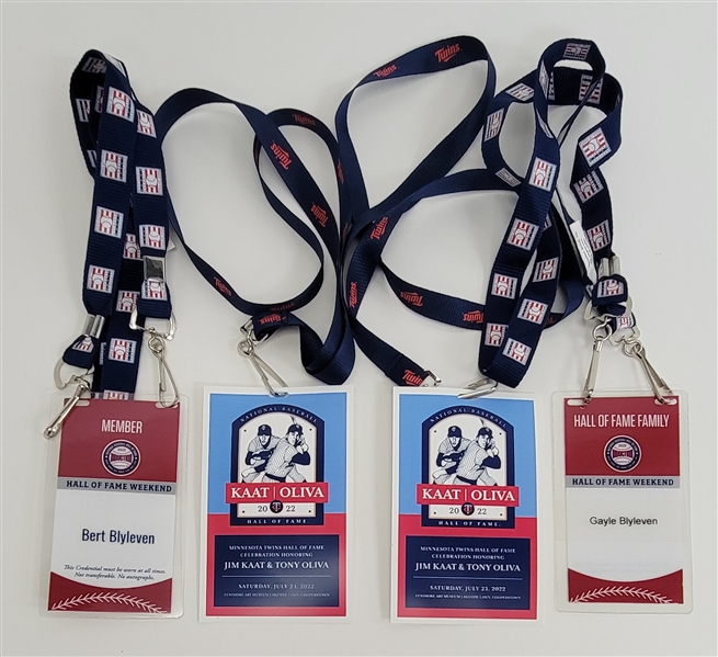 Bert Blyleven 2022 Hall of Fame and Twins Party Credentials Kaat and Oliva  w/Blyleven Signed Letter of Provenance