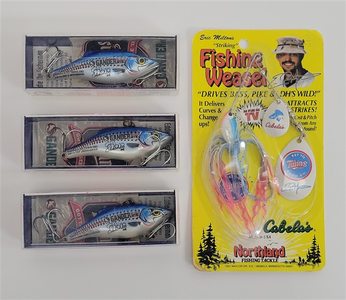 Bert Blyleven Lot of (4) Minnesota Twins Fishing Lure Stadium Giveaways Guardado/Milton w/Blyleven Signed Letter of Provenance