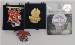 Bert Blyleven Lot of (4) 2014 MLB All Star Game Pins Target Field w/Blyleven Signed Letter of Provenance