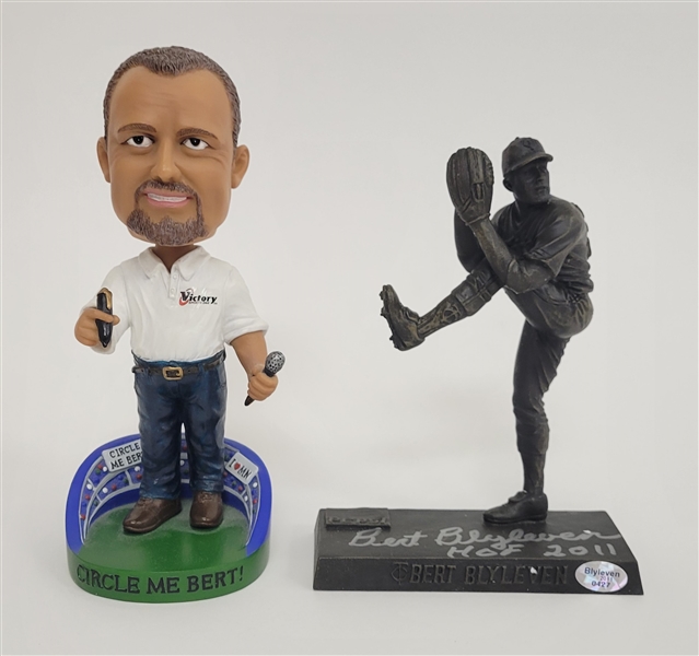 Bert Blyleven Circle Me Bert Bobblehead and Bronze Statue Signed w/Blyleven Signed Letter of Provenance