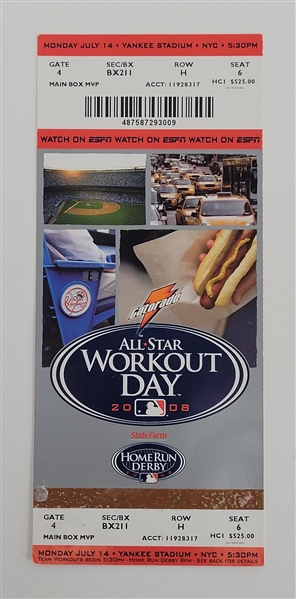 2008 MLB All-Star Game HR Derby Full Unused Ticket