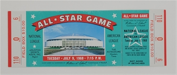 1968 MLB All-Star Game Full Unused Ticket