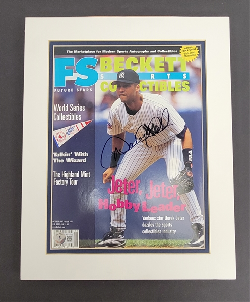 Derek Jeter Autographed 1997 "Beckett" Magazine Matted w/ Beckett LOA