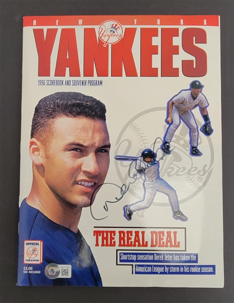 Derek Jeter Autographed 1996 Yankees Program w/ Beckett LOA