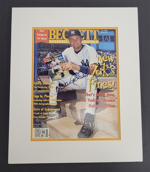 Derek Jeter Autographed 1997 "Beckett" Magazine Matted w/ Beckett LOA