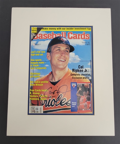 Cal Ripken Jr. Autographed 1991 "Baseball Cards" Magazine Matted Beckett