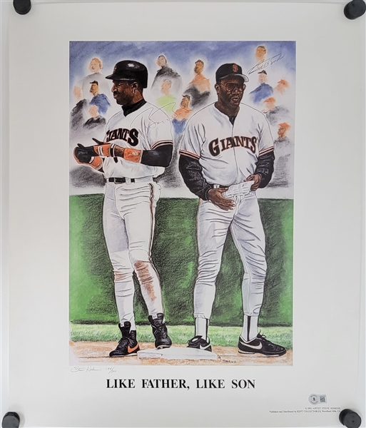 Barry & Bobby Bonds Dual Autographed 16x20 Print LE #194/300 w/ Beckett LOA