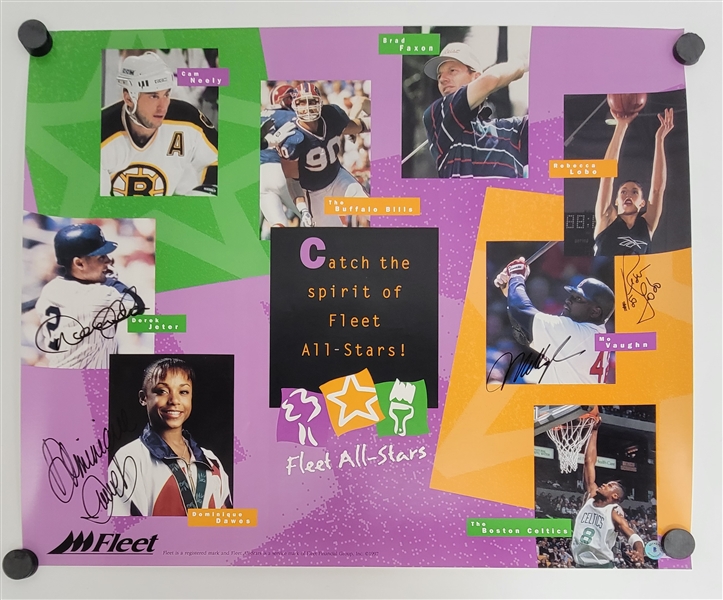 Fleet All-Stars Autographed 18x22 Poster w/ Derek Jeter Beckett LOA
