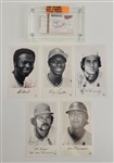 Lot of 5 Baseball Autographed 3x5 Photos & Fay Vincent Autographed Twins Ticket Beckett