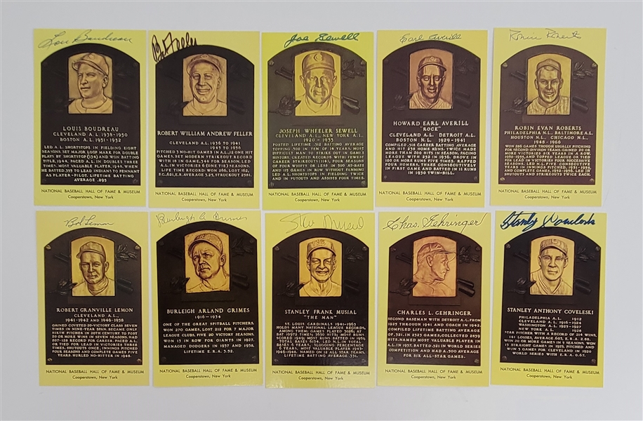 Lot of 10 Autographed Hall of Fame Plaque Postcards Beckett