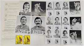 Large Collection 1973 WHA Ephemera - Saints, Golden Blades, Jets, Aeros, Oilers, Whalers, Crusaders, Nordiques, Toros, Blazers