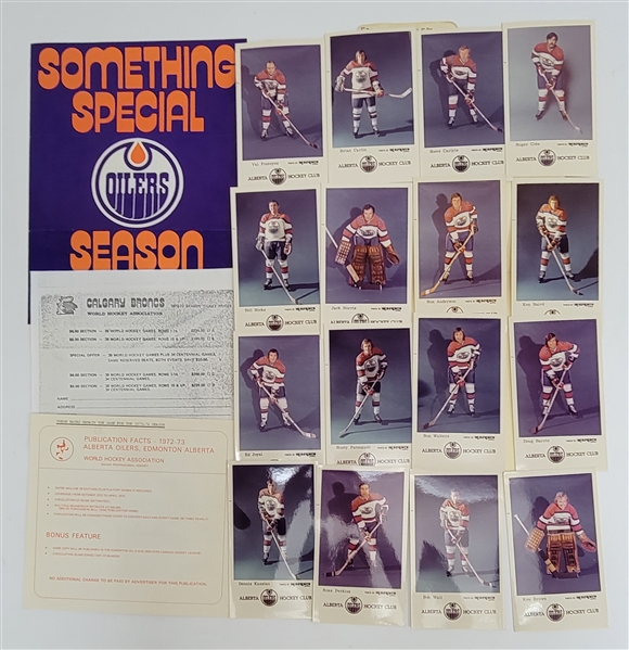 Large Collection 1973 WHA Ephemera - Saints, Golden Blades, Jets, Aeros, Oilers, Whalers, Crusaders, Nordiques, Toros, Blazers
