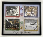 "Boys of Boston" Ted Williams, Larry Bird, Bobby Orr, & Tom Brady Autographed 8x10 Photo Display