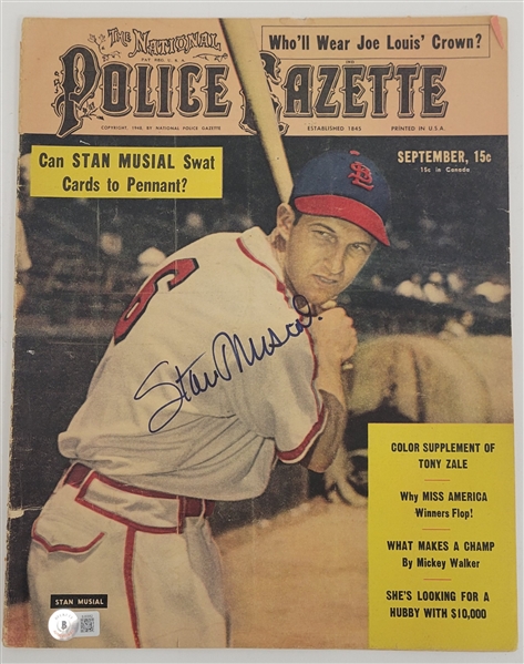 Stan Musial Autographed Original 1948 Authentic Police Gazette Magazine Beckett