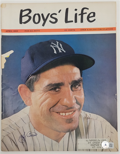 Yogi Berra New York Yankees Autographed Original Authentic 1963 Boys Life Magazine Beckett