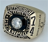 Mean Joe Greene 1974 Pittsburgh Steelers Super Bowl IX Super Bowl Championship 10K Gold & Diamond Ring w/ Original Wood Presentation Box, Letter of Provenance & Appraisal