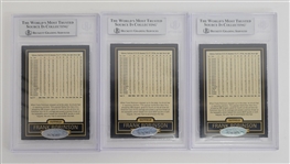 Lot of 3 Frank Robinson Autographed 1999 Hillshire Farms Home Run Heroes #3 Baseball Cards Slabbed Beckett