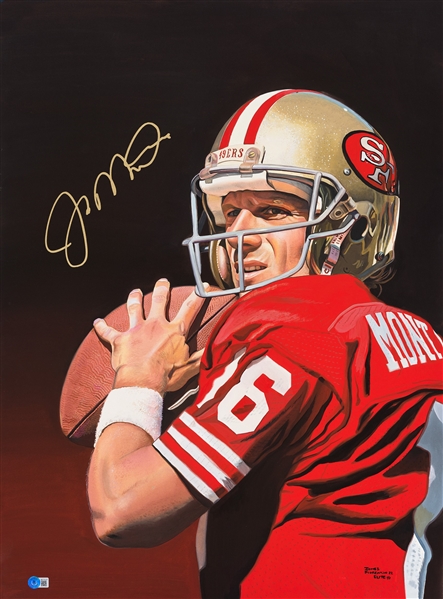 Joe Montana Autographed Original James Fiorentino “Elite Series” Watercolor Painting Framed 30x40 w/ Fiorentino LOA
