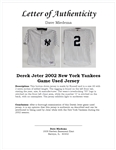 Derek Jeter 2002 New York Yankees Game Used Jersey w/ Dave Miedema LOA