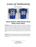 Barry Sanders 1992 Detroit Lions Game Used Jersey w/ Dave Miedema LOA