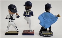 Lot of 3 Milwaukee Brewers Stadium Giveaway Bobbleheads w/ Original Boxes
