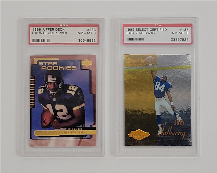 Lot of 2 Daunte Culpepper & Joey Galloway Graded Rookie Cards PSA 8