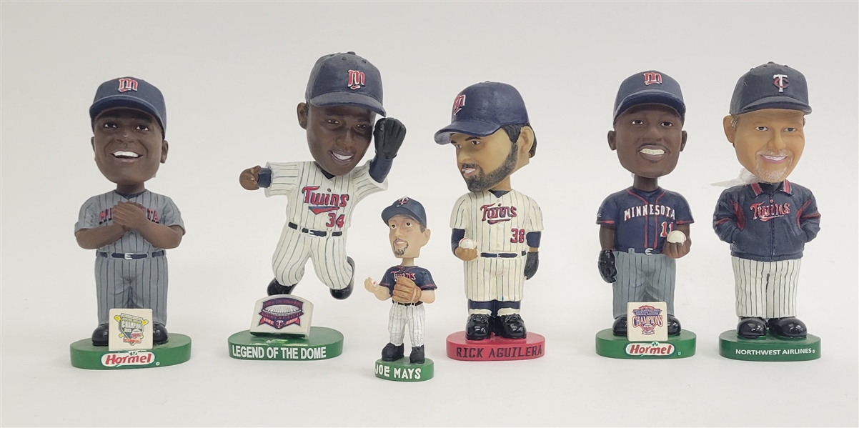 Lot of 6 Minnesota Twins Bobbleheads w/ Kirby Puckett