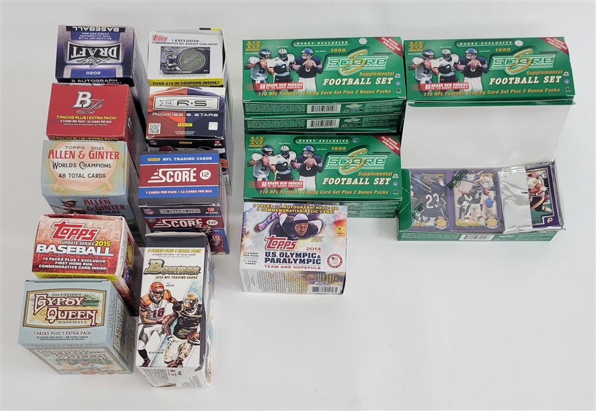 Collection of Unsearched Football & Baseball Card Boxes
