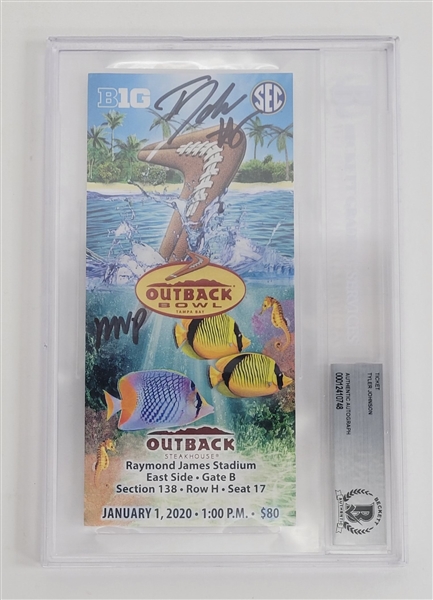 Tyler Johnson Autographed & Inscribed Encapsulated Authentic Outback Bowl Ticket Beckett