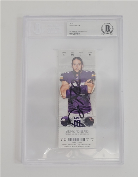 Adam Thielen Autographed & Encapsulated Authentic Ticket From First NFL Receiving TD Beckett