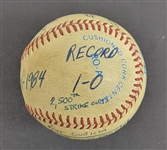 Bert Blyleven 1st Win 1984 Cleveland Indians April 6th vs Royals, 2500th Strikeout Game Used Stat Baseball w/Blyleven Signed Letter of Provenance