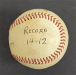 Bert Blyleven Historic 1st No Hitter Game Used Final Out Stat Baseball with Texas Rangers September 22, 1977 vs Angels w/Blyleven Signed Letter of Provenance