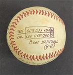 Bert Blyleven Historic 1st No Hitter Game Used Final Out Stat Baseball with Texas Rangers September 22, 1977 vs Angels w/Blyleven Signed Letter of Provenance