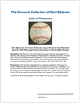 Bert Blyleven 1st Career National League Hit Game Used Baseball April 30, 1978 Pittsburgh Pirates Presented to Him by Willie Stargell w/Blyleven Signed Letter of Provenance