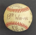Bert Blyleven 13th Win 1986 Minnesota Twins August 22, 1986 vs Blue Jays Game Used Stat Baseball Passed Hunter and Bunning All Time Wins List (225) w/Blyleven Signed Letter of Provenance