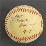Bert Blyleven 13th Win 1986 Minnesota Twins August 22, 1986 vs Blue Jays Game Used Stat Baseball Passed Hunter and Bunning All Time Wins List (225) w/Blyleven Signed Letter of Provenance