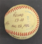 Bert Blyleven 13th Win 1986 Minnesota Twins August 22, 1986 vs Blue Jays Game Used Stat Baseball Passed Hunter and Bunning All Time Wins List (225) w/Blyleven Signed Letter of Provenance