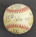 Bert Blyleven 15th Win 1987 Minnesota Twins World Series Championship Year Complete Game Used Final Out Stat Baseball Passed Marichal All Time Wins (244) w/Blyleven Signed Letter of Provenance