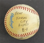 Bert Blyleven 15th Win 1987 Minnesota Twins World Series Championship Year Complete Game Used Final Out Stat Baseball Passed Marichal All Time Wins (244) w/Blyleven Signed Letter of Provenance