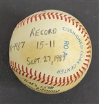 Bert Blyleven 15th Win 1987 Minnesota Twins World Series Championship Year Complete Game Used Final Out Stat Baseball Passed Marichal All Time Wins (244) w/Blyleven Signed Letter of Provenance