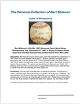 Bert Blyleven 15th Win 1987 Minnesota Twins World Series Championship Year Complete Game Used Final Out Stat Baseball Passed Marichal All Time Wins (244) w/Blyleven Signed Letter of Provenance