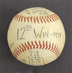 Bert Blyleven 12th Win 1979 Pittsburgh Pirates World Series Championship Year Game Used Stat Baseball September 24, 1979 vs Expos w/Blyleven Signed Letter of Provenance