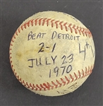 Bert Blyleven Rookie Year 4th Career Win July 23, 1970 Twins vs Tigers Complete Game Used Final Out Stat Baseball w/Blyleven Signed Letter of Provenance