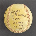 Bert Blyleven Rookie Year 7th Career Win August 16, 1970 Twins vs Red Sox Game Used Stat Baseball w/Blyleven Signed Letter of Provenance
