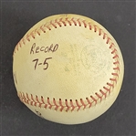 Bert Blyleven Rookie Year 7th Career Win August 16, 1970 Twins vs Red Sox Game Used Stat Baseball w/Blyleven Signed Letter of Provenance