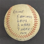 Bert Blyleven Rookie Year 2nd Career Win June 14, 1970 Twins vs Red Sox Game Used Stat Baseball w/Blyleven Signed Letter of Provenance